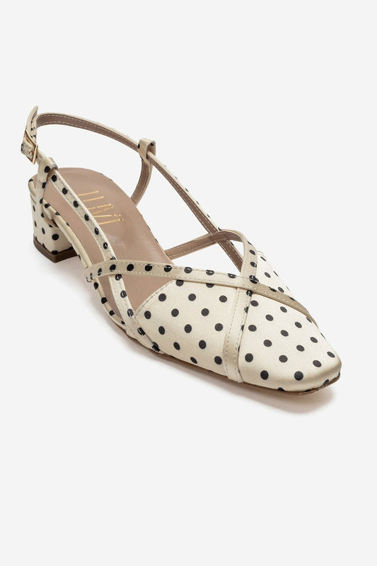 OLENA - Yellow And Black Polka Dot Heeled Sandal (Women)