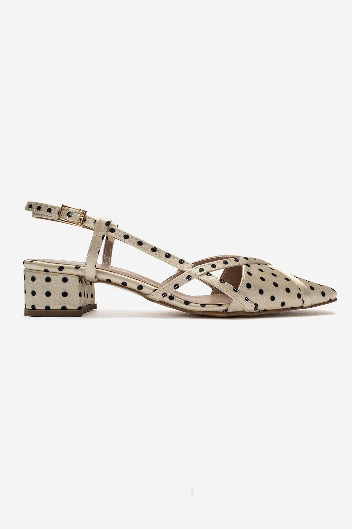 OLENA - Yellow And Black Polka Dot Heeled Sandal (Women)
