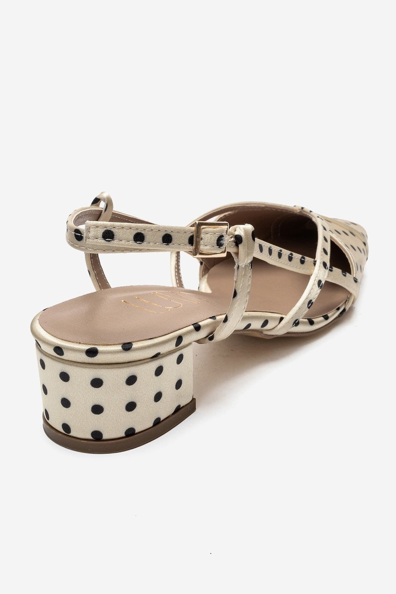 OLENA - Yellow And Black Polka Dot Heeled Sandal (Women)