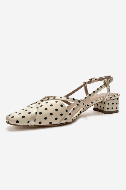 OLENA - Yellow And Black Polka Dot Heeled Sandal (Women)