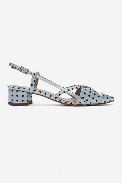 OLENA - Light Blue And Black Polka Dot Heeled Sandal (Women)