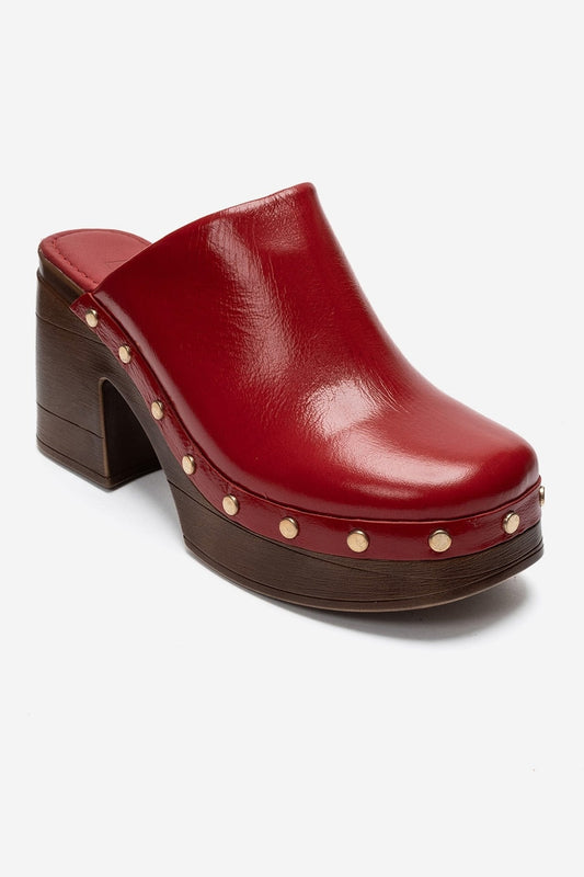 BELLUNE - Red Patent Genuine Leather Platform Mule (Women)