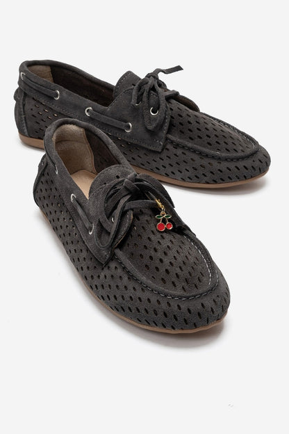 STEVO - Taupe Suede Genuine Leather Loafer (Women)