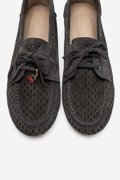 STEVO - Taupe Suede Genuine Leather Loafer (Women)
