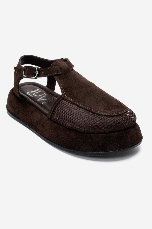 LURELIA - Brown Genuine Leather Platform Sandal (Women)