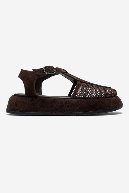LURELIA - Brown Genuine Leather Platform Sandal (Women)