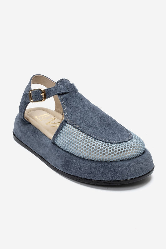 LURELIA - Denim Blue Genuine Leather Platform Sandal (Women)