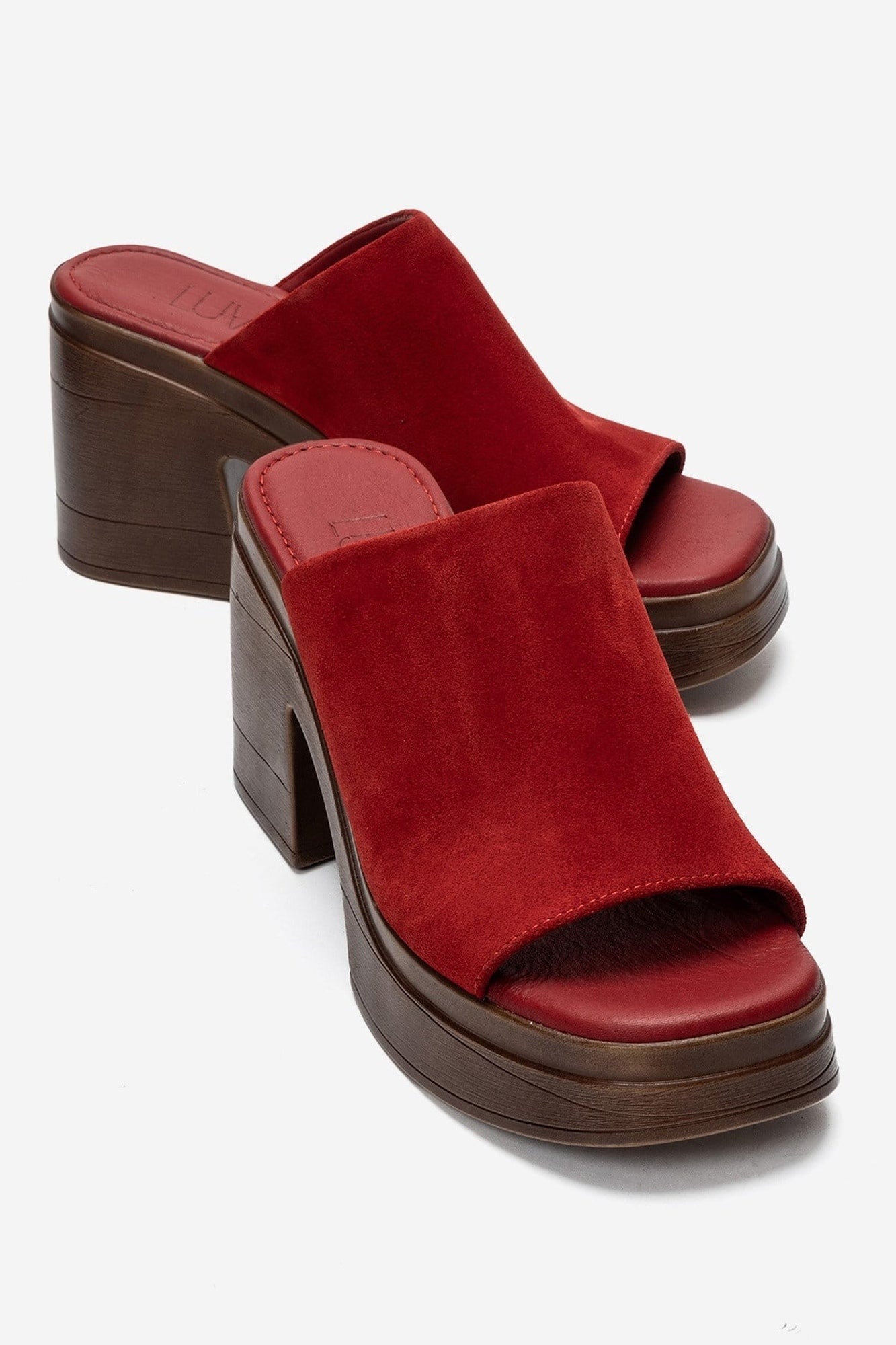 NOLA - Red Genuine Leather Platform Heel Slide (Women)