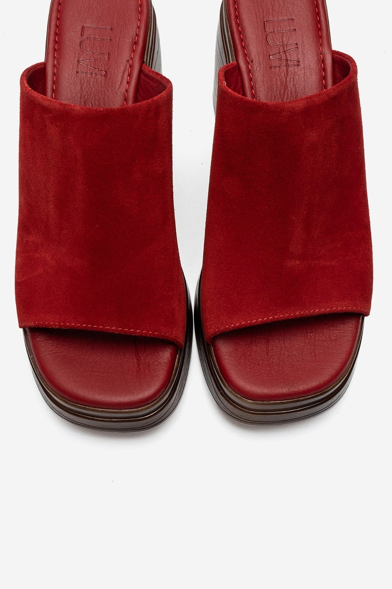 NOLA - Red Genuine Leather Platform Heel Slide (Women)