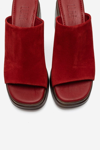 NOLA - Red Genuine Leather Platform Heel Slide (Women)