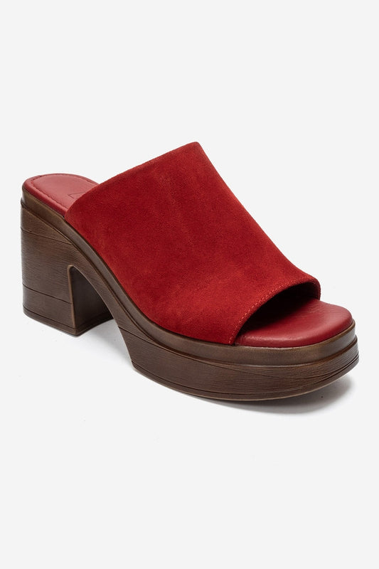 NOLA - Red Genuine Leather Platform Heel Slide (Women)