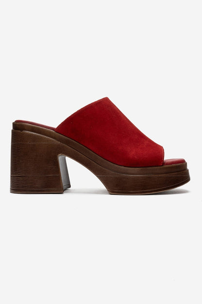 NOLA - Red Genuine Leather Platform Heel Slide (Women)
