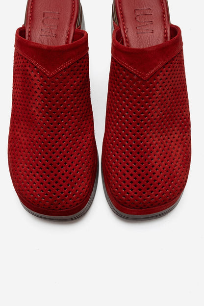 DEJAS - Red Genuine Leather Platform Heel Slide (Women)