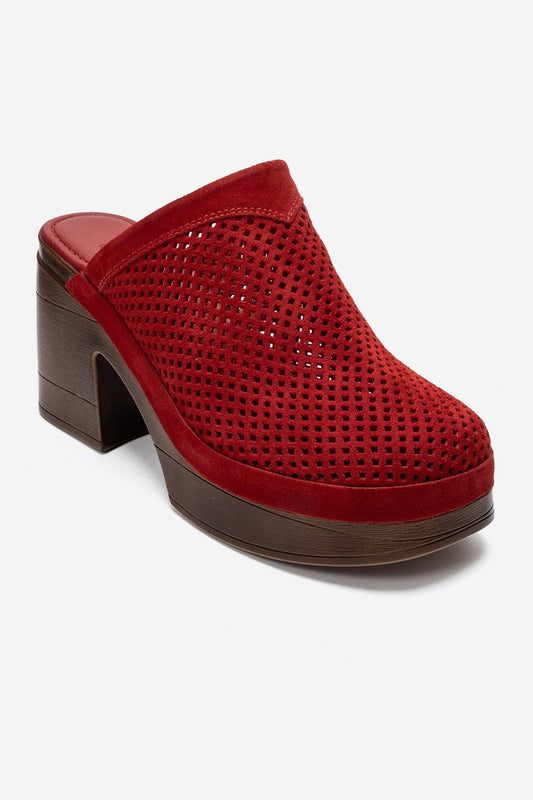 DEJAS - Red Genuine Leather Platform Heel Slide (Women)
