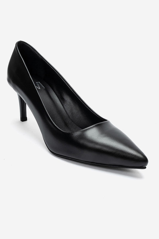 Clyde - Black Genuine Leather Stiletto Pump (Women)