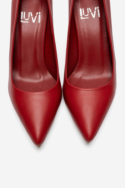 CLYDE - Red Genuine Leather Stiletto Pump (Women)