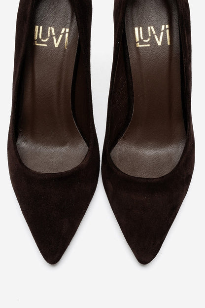 MORIEL - Brown Suede Genuine Leather Stiletto Pump (Women)