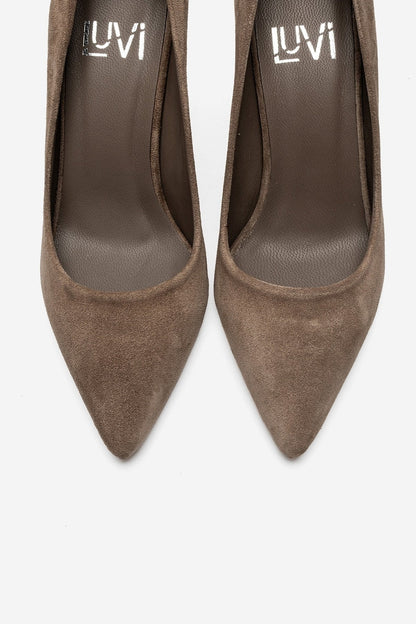 MORIEL - Taupe Suede Genuine Leather Stiletto Pump (Women)