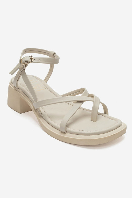 Cirelle - Beige Genuine Leather Toe-Post Block Heel Sandal (Women)