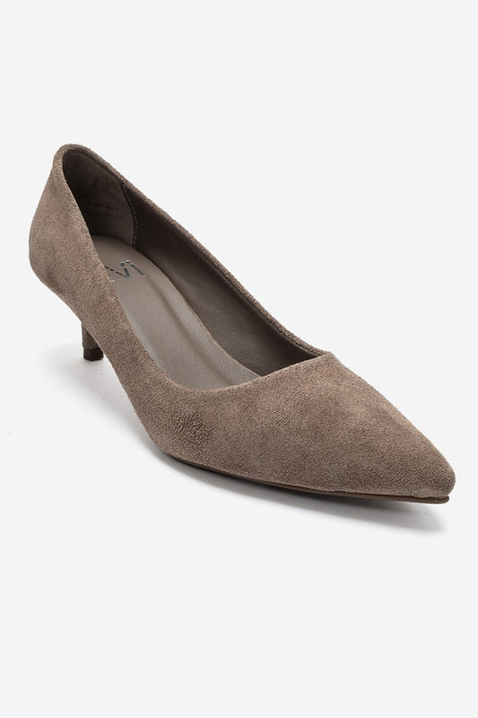 JALEN - Taupe Genuine Leather Low Heel Pump (Women)