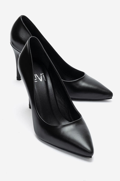 MORIEL - Black Genuine Leather Stiletto Pump (Women)
