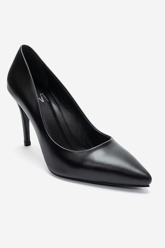 MORIEL - Black Genuine Leather Stiletto Pump (Women)