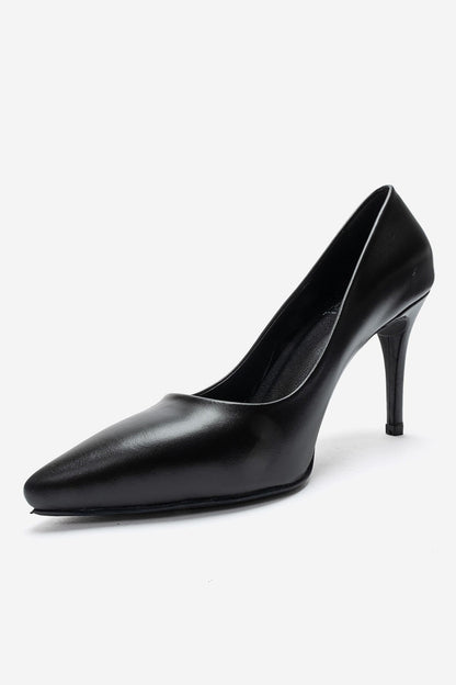 MORIEL - Black Genuine Leather Stiletto Pump (Women)