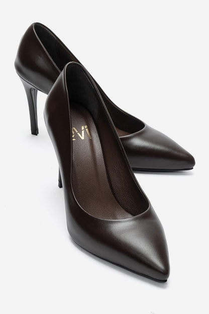 MORIEL - Brown Genuine Leather Stiletto Pump (Women)