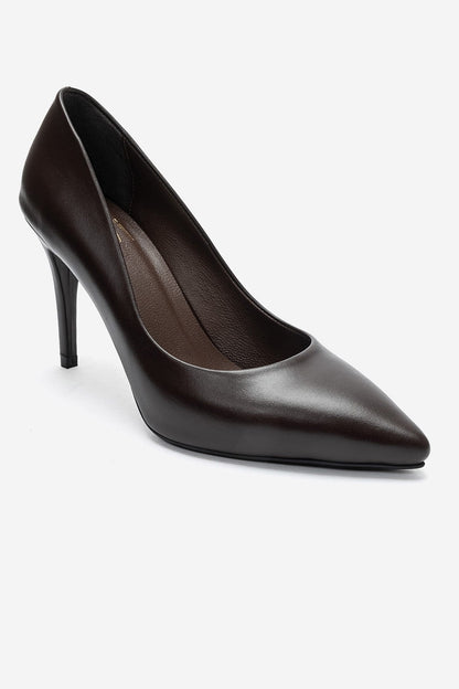 MORIEL - Brown Genuine Leather Stiletto Pump (Women)