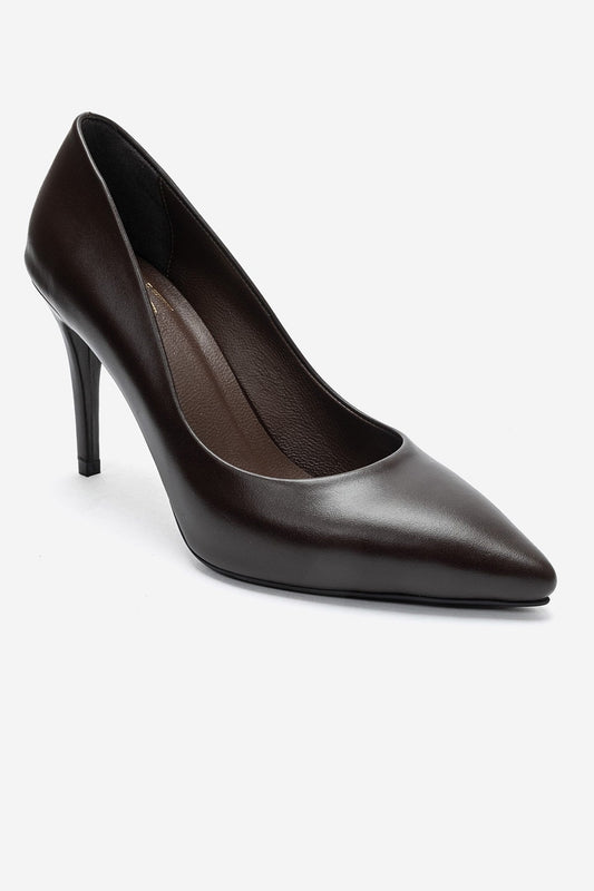 MORIEL - Brown Genuine Leather Stiletto Pump (Women)