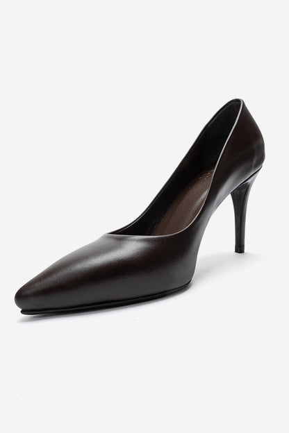 MORIEL - Brown Genuine Leather Stiletto Pump (Women)