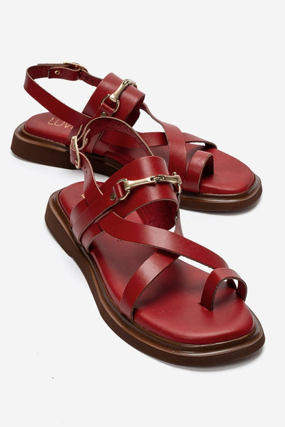 FABIANA - Red Genuine Leather Thong Sandal (Women)
