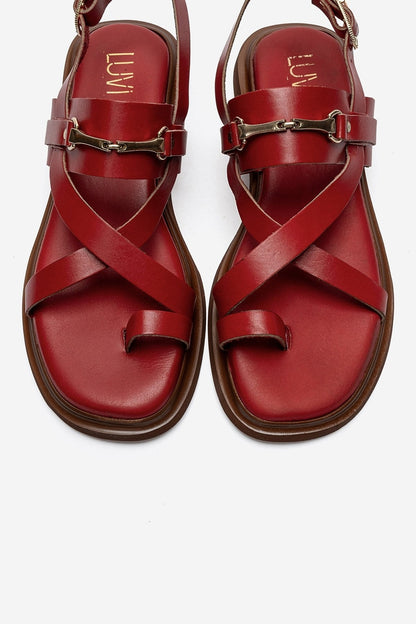 FABIANA - Red Genuine Leather Thong Sandal (Women)