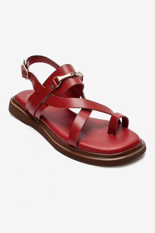 FABIANA - Red Genuine Leather Thong Sandal (Women)