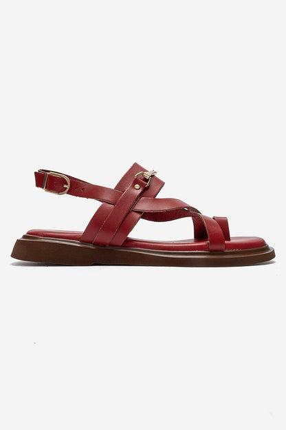 FABIANA - Red Genuine Leather Thong Sandal (Women)