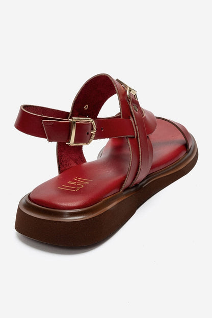 FABIANA - Red Genuine Leather Thong Sandal (Women)