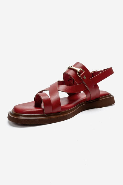 FABIANA - Red Genuine Leather Thong Sandal (Women)
