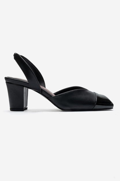 MARUELLE - Black Block Heel Slingback Pump (Women)