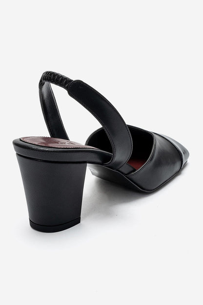 MARUELLE - Black Block Heel Slingback Pump (Women)