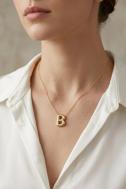 Signature 14k Gold Initial Necklace - B