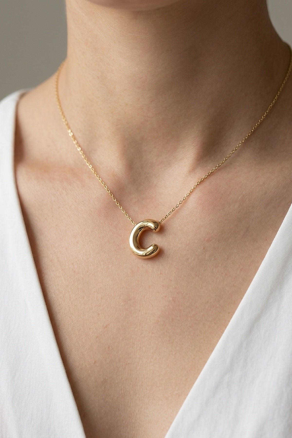 Signature 14k Gold Initial Necklace - C