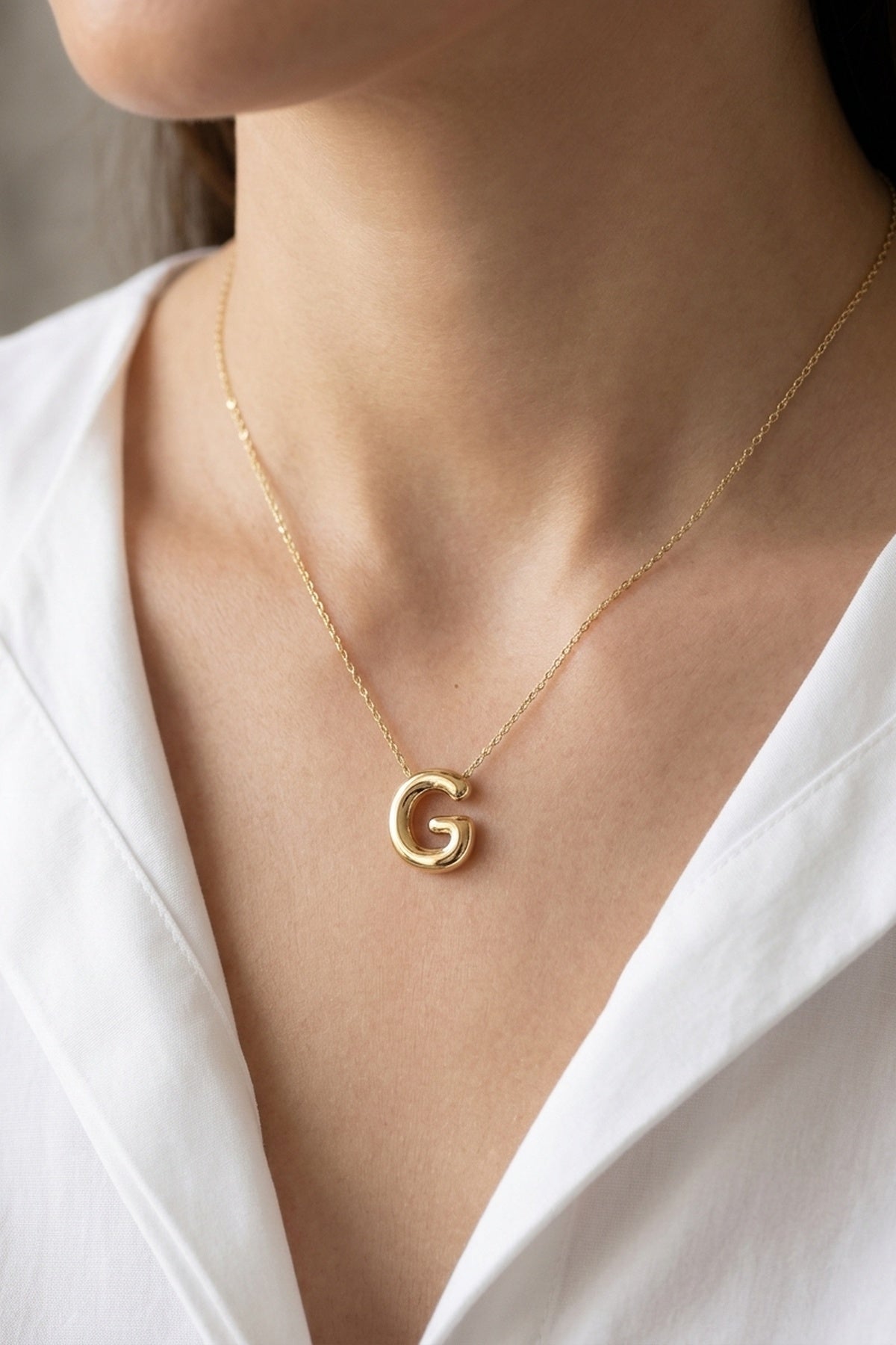 Signature 14k Gold Initial Necklace - G