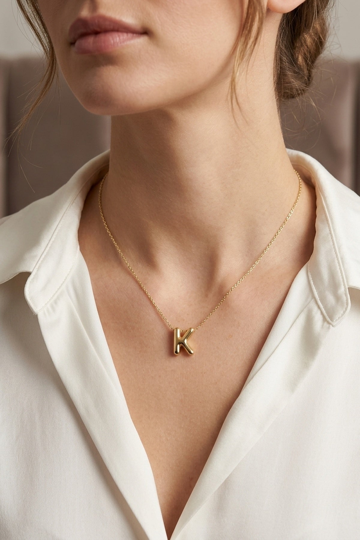 Signature 14k Gold Initial Necklace - K
