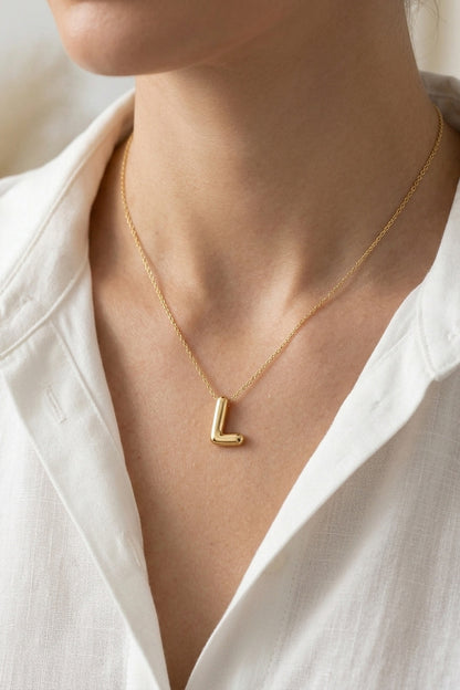Signature 14k Gold Initial Necklace - L
