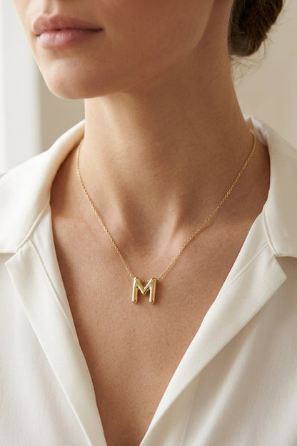 Signature 14k Gold Initial Necklace - M