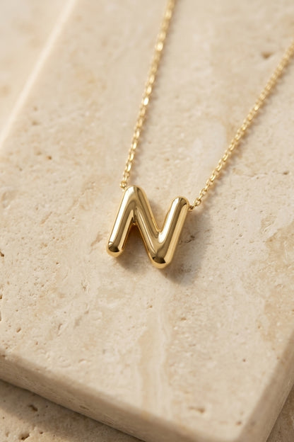 Signature 14k Gold Initial Necklace - N