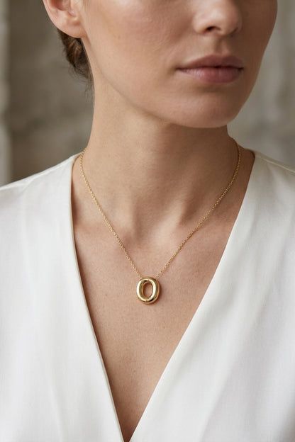 Signature 14k Gold Initial Necklace - O