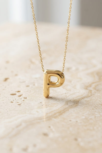 Signature 14k Gold Initial Necklace - P