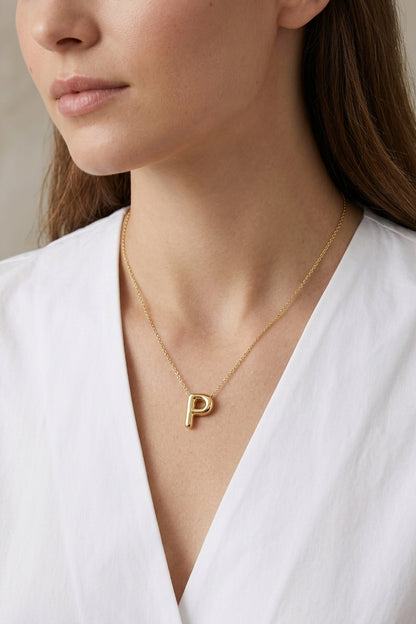 Signature 14k Gold Initial Necklace - P