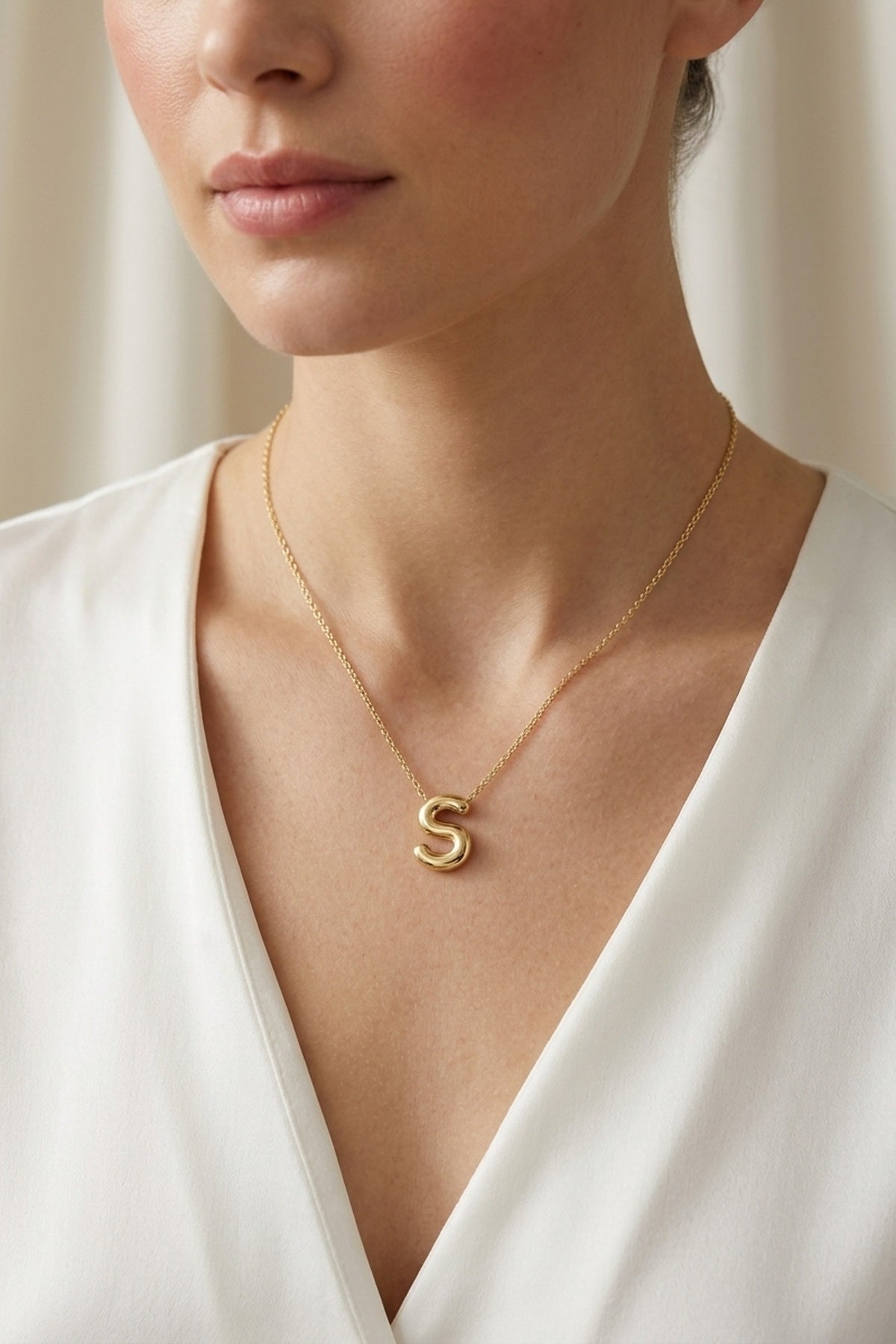 Signature 14k Gold Initial Necklace - S
